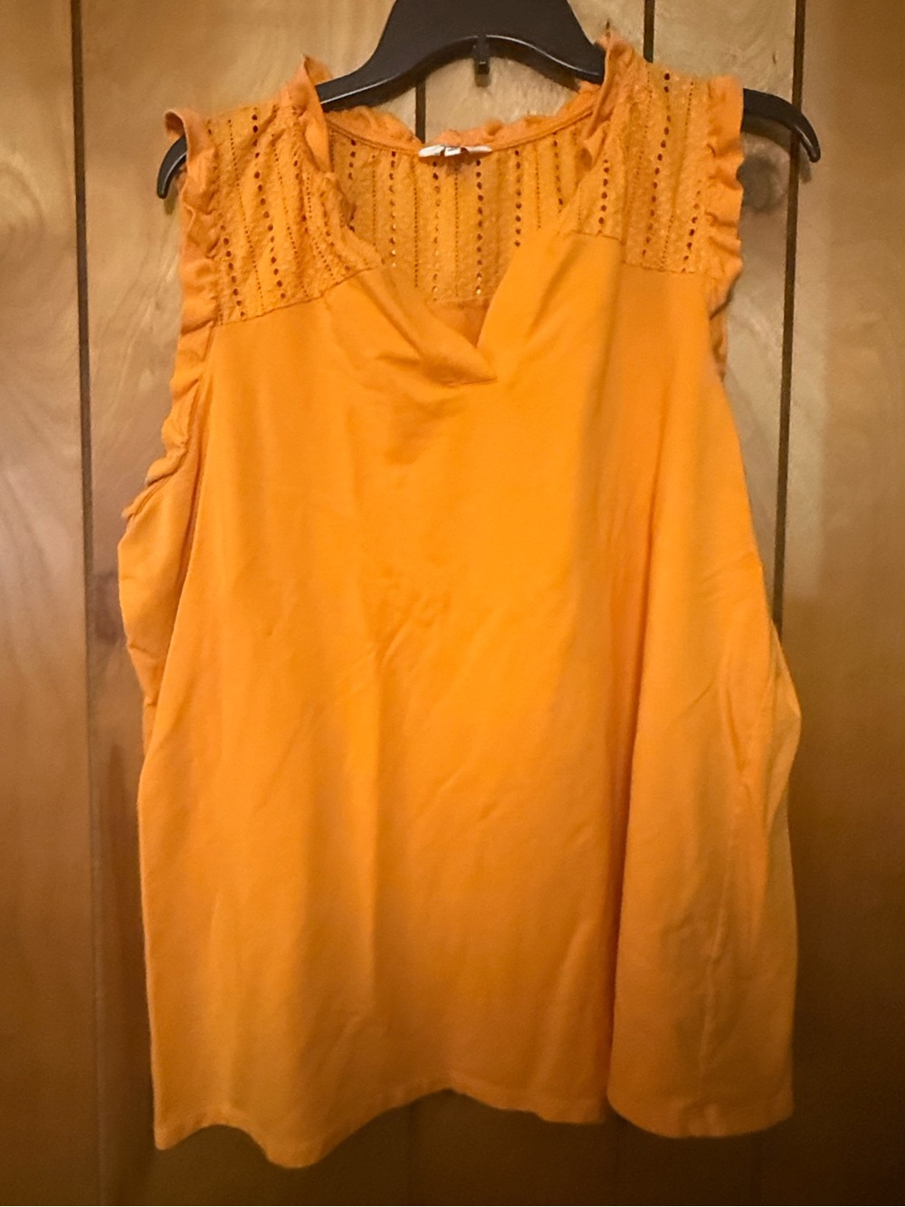 crown & ivy Orange Eyelet Yoke Sleeveless Camisole